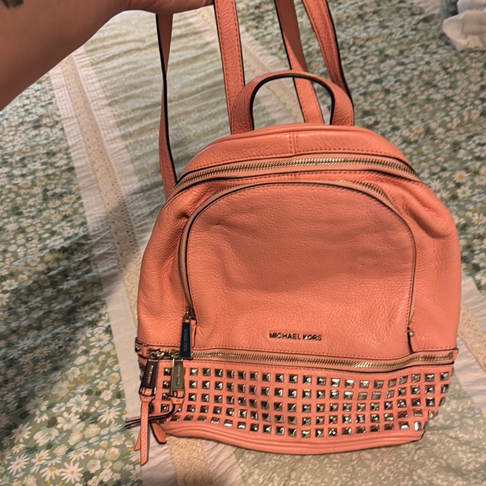Michael Kors Pink Studded Leather Backpack